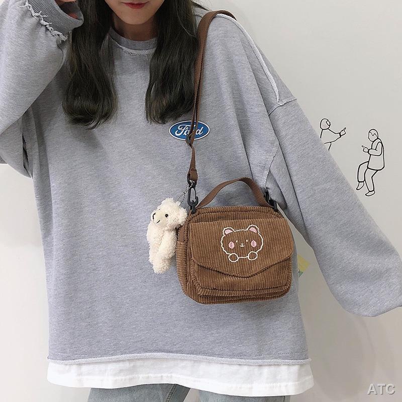 กระเป๋าสะพายข้าง-น่ารัก-นุ่ม-น่ารัก-หมี-ไหล่ข้างเดียว-messenger-กระเป๋าโทรศัพท์มือถือหญิง-ญี่ปุ่น-ins-ย้อนยุค-นักเรียนสา