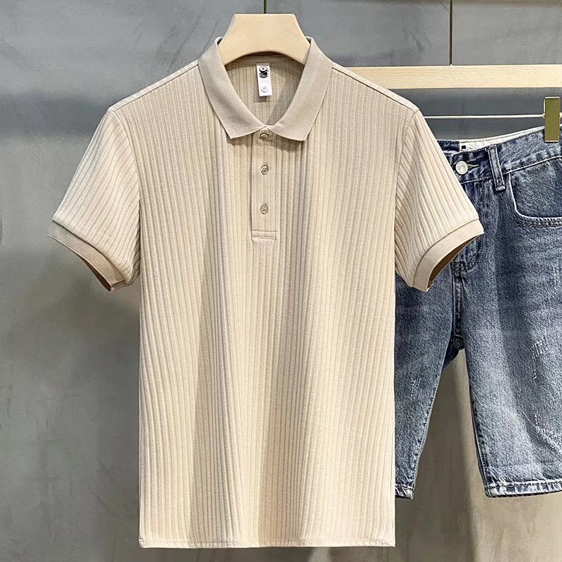 เสื้อยืดโปโลลําลอง-คอปก-เข้ารูป-แฟชั่นฤดูร้อน-สําหรับผู้ชาย