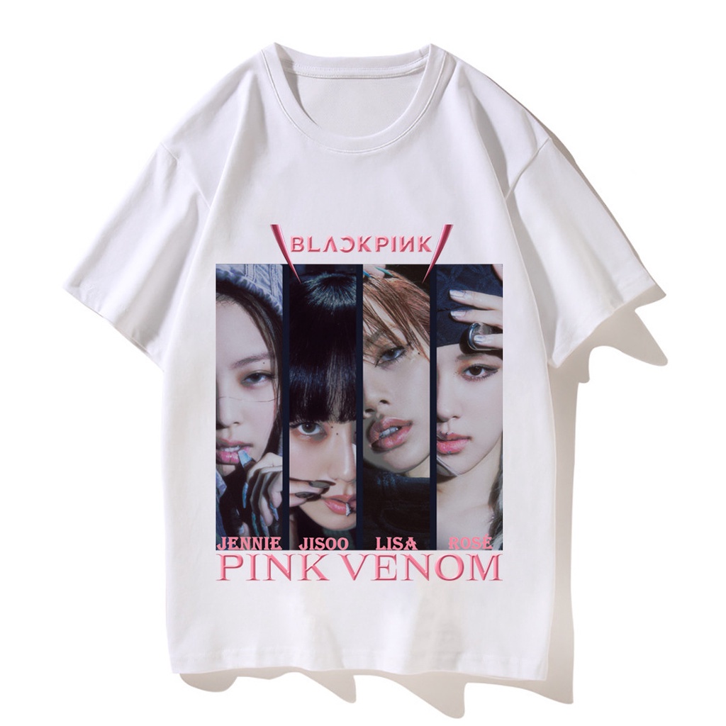 2022new-เสื้อยืดผ้าฝ้าย-blackpink-อัลบั้ม-พิษสีชมพู-เสื้อผ้าแฟชั่น-เจนนี่-เสื้อยืดสไตล์-jisoo-s-5xl