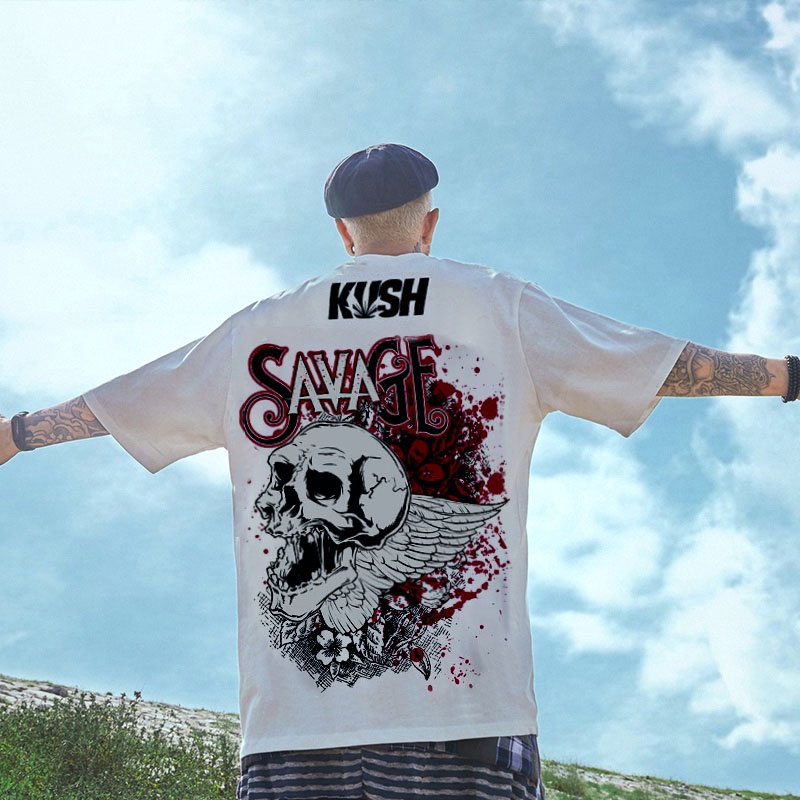 วัสดุผ้าฝ้ายบริสุทธิ์-สะดวกสบาย-kush-devil-angel-t-shirt-design-พิมพ์เสื้อผ้าขนาดบวก-men-t-shirt