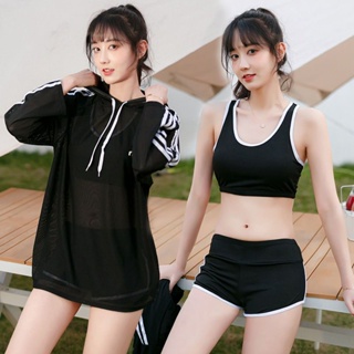 🔥ชุดไปทะเล สไตล์เกาหลี ชุดทะเลผู้หญิง bikini สายฝอ แฟชั่น สไตล์กีฬา swimwear ผ้าระบายอากาศและบาง