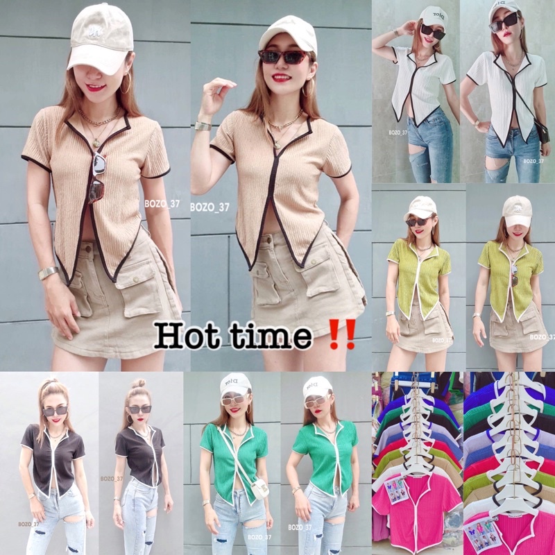 Sheza Top เสื้อ เรียบง่ายแต่ Chicขอบกุ้น | Shopee Thailand
