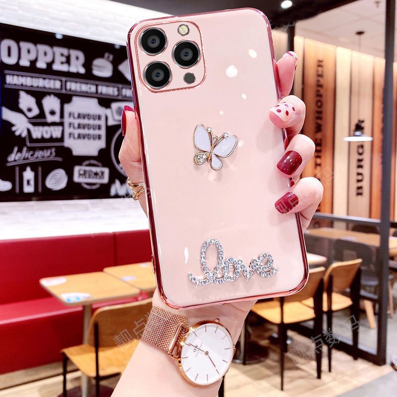เคสโทรศัพท์สําหรับ-iphone-14-13-12-11-pro-max-มือถือแบบนิ่ม-กันกระแทก-ลายผีเสื้อ-แวววาว-หรูหรา
