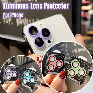 1 Set Luminous Camera Protector Compatible for iPhone 14 13 12 11 Pro Max Ceramic Back Lens Ring Tempered Glass Compatible for iphone 14pro max 14plus 12 13mini