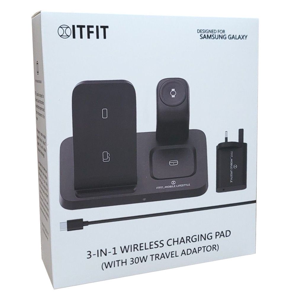 Samsung ITFIT 3in1 Wireless Charging Pad (with 30W UK Plug Travel