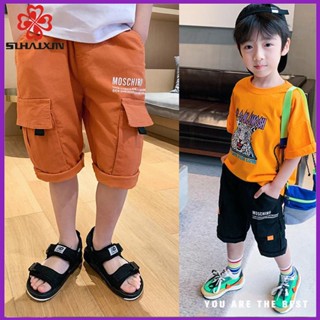 ราคาKids Short Baby Boys Pants Korean Casual Cargo Overalls Style Bottoms