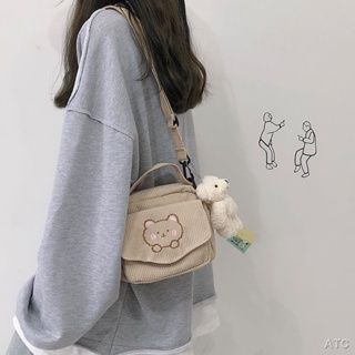 กระเป๋าสะพายข้าง น่ารัก นุ่ม น่ารัก หมี ไหล่ข้างเดียว Messenger กระเป๋าโทรศัพท์มือถือหญิง ญี่ปุ่น ins ย้อนยุค นักเรียนสา
