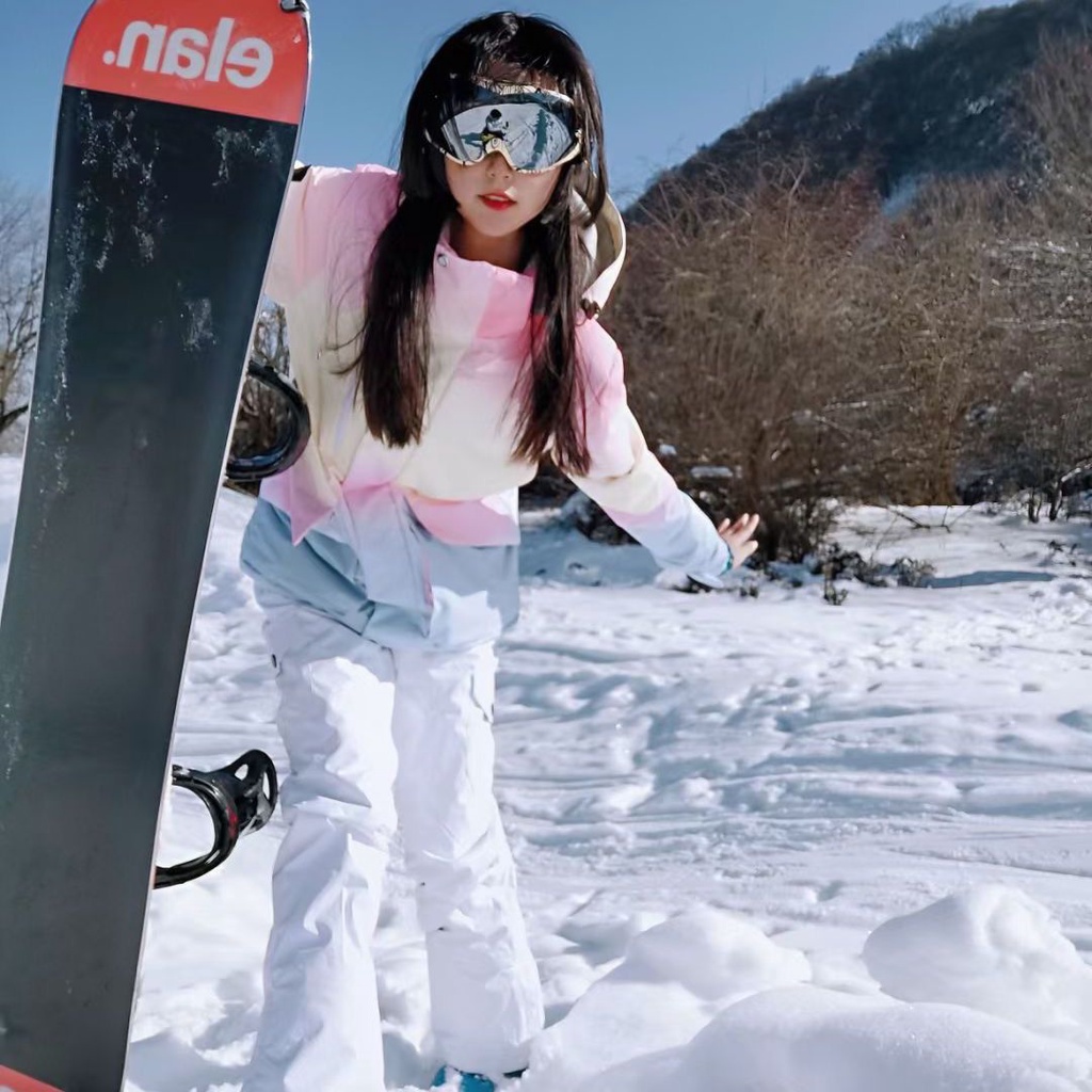 ชุดสกี-ชุดสกี-ชุดสตรี-สโนว์บอร์ด-กระดานคู่-ชุดชั้นในสกี-ฤดูหนาว-กลางแจ้ง-กันลม-อบอุ่น-หนา-ชุดสูทเล่นสกี
