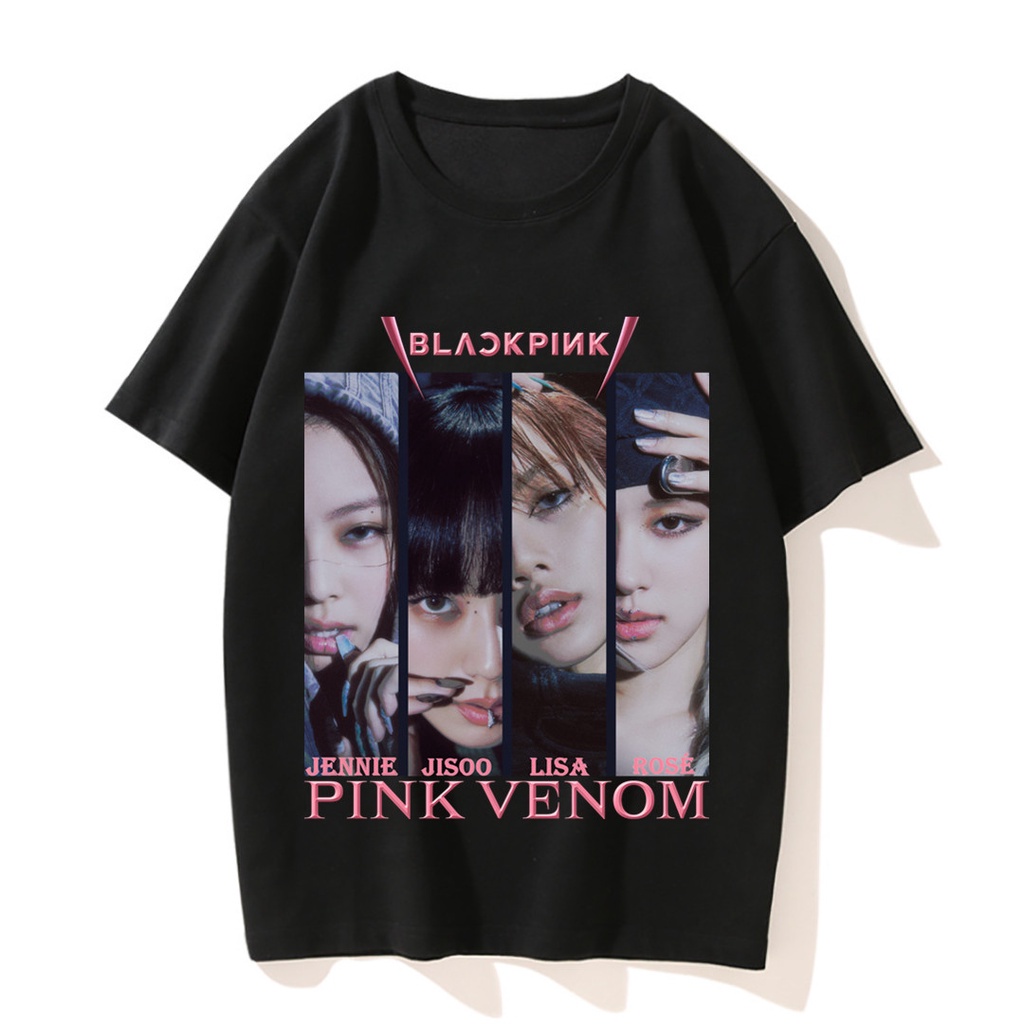 2022new-เสื้อยืดผ้าฝ้าย-blackpink-อัลบั้ม-พิษสีชมพู-เสื้อผ้าแฟชั่น-เจนนี่-เสื้อยืดสไตล์-jisoo-s-5xl