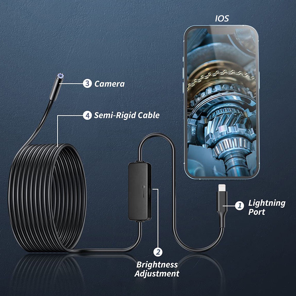 cenzimo-กล้องงูพร้อมไฟ-led-8-ดวง-usb-กล้องส่องกล้อง-borescope-อุตสาหกรรม-1280p-hd-พร้อมสายงูกึ่งแข็ง-16-4-ฟุต-กล้องตรวจสอบกันน้ำสำหรับ-iso