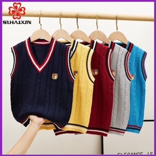 Childrens Knitted Tank Top Academy Style Boys and Girls Sleeveless Sweater 4-12Years old