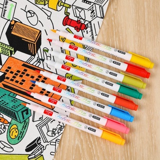 Aicrane ชุดปากกามาร์กเกอร์ผ้า 12 สี 24 สี สําหรับวาดภาพระบายสี ทํางานฝีมือ DIY