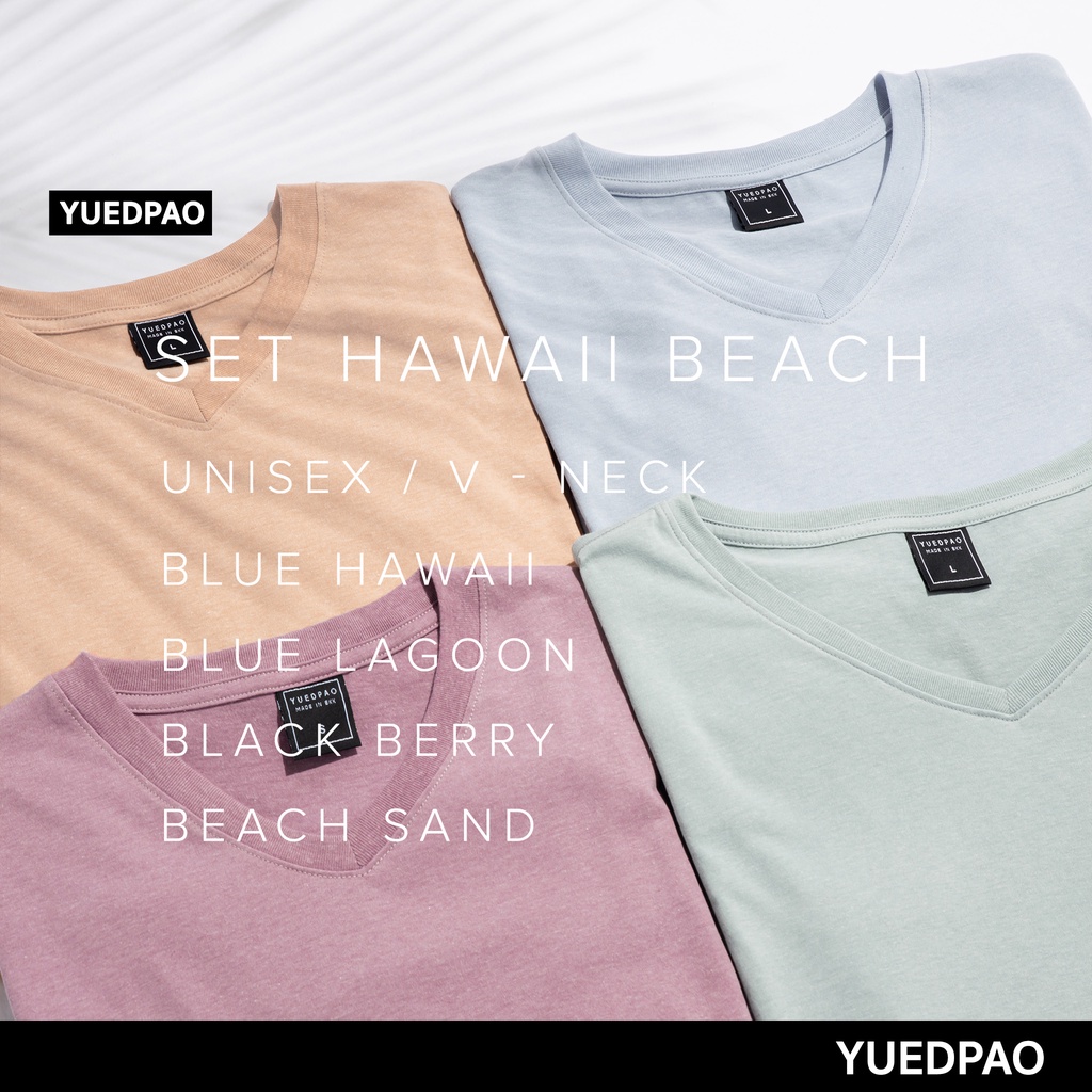 ภาพหน้าปกสินค้าYuedpao ยอดขาย No.1 รับประกันไม่ย้วย 2 ปี ผ้านุ่ม เสื้อยืดเปล่า เสื้อยืดสีพื้น เสื้อยืดคอวี Set Hawaii beach