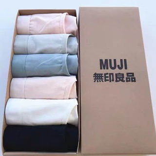 #กางเกงใน◑6 แพ็คของ MUJI MUJI ของญี่ปุ่นชุดชั้นในผ้าฝ้ายแท้ของผู้หญิงกราฟีนต้านเชื้อแบคทีเรียเอวกลางสามเหลี่ยมสาวไร้รอยต