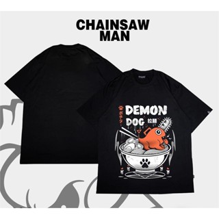 วัสดุผ้าฝ้ายแท้ ❏Chainsaw เสื้อยืดชาย-เสื้ออนิเมะปีศาจ unisex ผู้ชายการ์ตูนเลือดร้อน