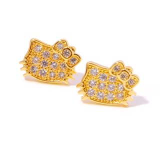สินค้า jewelry ต่างหูทอง 18K ของผู้หญิงต่างหูรูปแมวน่ารักต่างหูทอง 449e