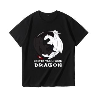 ○❈เสื้อยืดหนัง How to Train Your Dragon 3 Toothless Night Fury ปีศาจแสง เสื้อยืดแขนสั้นผ้าฝ้ายการ์ตูนอะนิเมะ