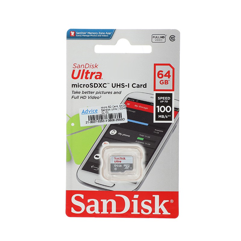 ภาพสินค้าSanDisk Micro SD 64GB Ultra GN3MN (100MB/s.) จากร้าน advice_officialshop บน Shopee ภาพที่ 1