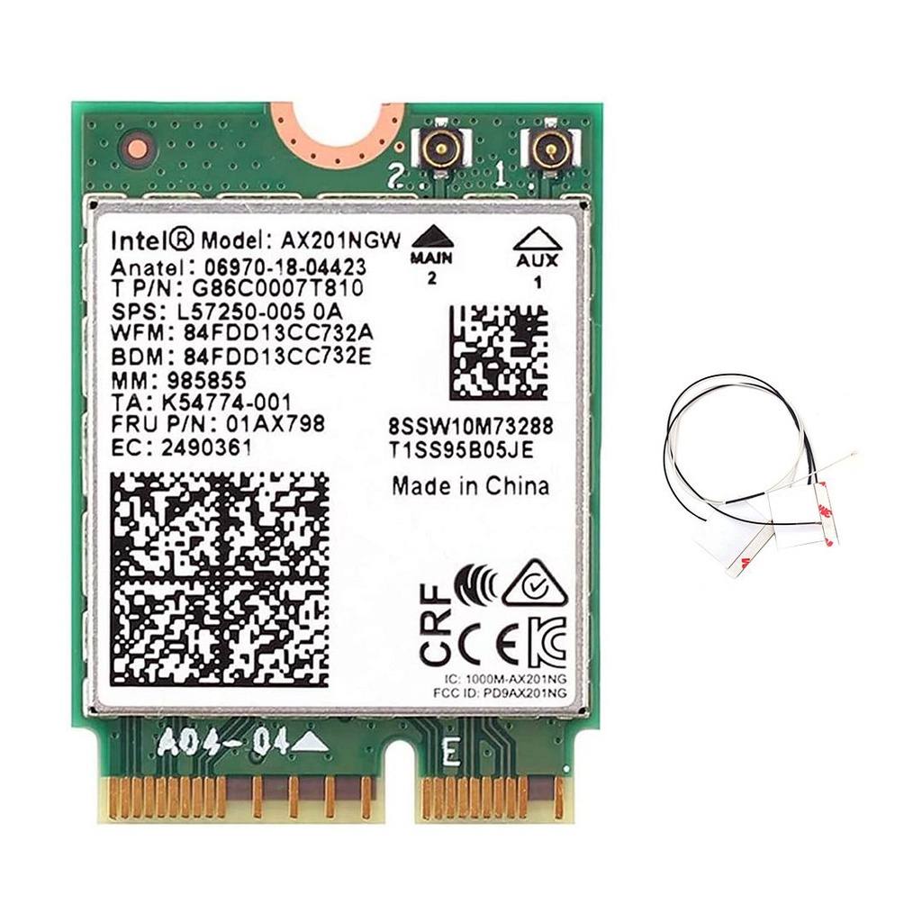 Intel AX201 Wi-Fi 6 Dual-Band M.2 CNVio2 2230 Network Card (w/ internal