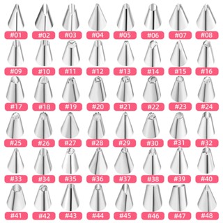 หัวบีบครีมไอซิ่ง แบบสเตนเลส สําหรับตกแต่งเค้ก DIY 48 ชิ้น
