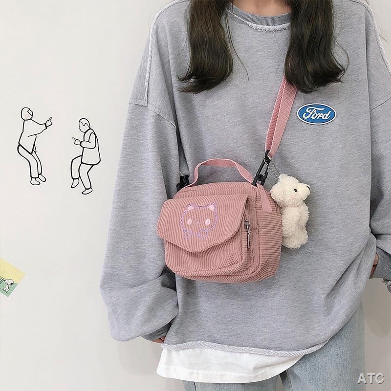 กระเป๋าสะพายข้าง-น่ารัก-นุ่ม-น่ารัก-หมี-ไหล่ข้างเดียว-messenger-กระเป๋าโทรศัพท์มือถือหญิง-ญี่ปุ่น-ins-ย้อนยุค-นักเรียนสา
