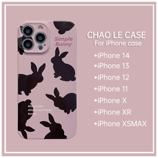 เคสโทรศัพท์กันกระแทกสีม่วงสำหรับ iPhone 14 Pro Max 13 เคสแข็ง iPhone 12 11 Pro XS Max XR X/XS 7 8 Plus กระต่ายเคสโทรศัพท์น่ารัก
