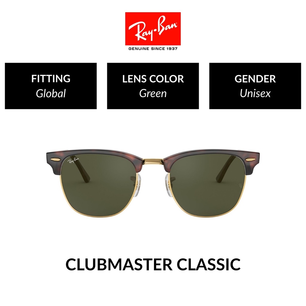 ราคาและรีวิวRay-Ban Clubmaster - RB3016 W0366 -sunglasses