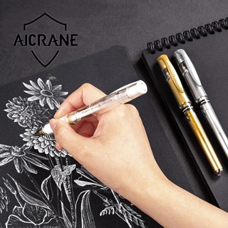 Aicrane ปากกาไฮไลท์ สีทอง / เงิน / ขาว เป็นกลาง ปากกาเซ็นลายเซ็น ญี่ปุ่น ศิลปะ วาดภาพ บัญชีมือ มาร์กร่าง ปากกาวาดภาพ