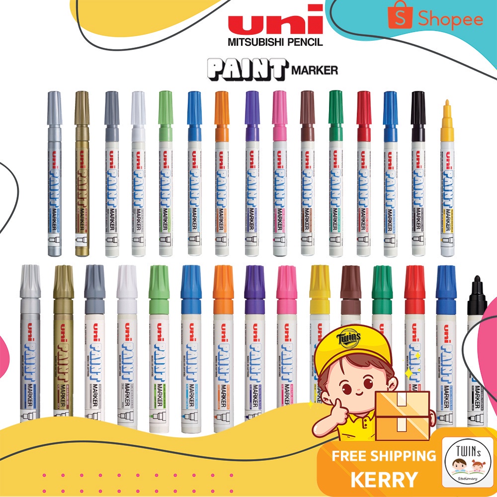 ภาพหน้าปกสินค้าปากกา ยูนิ UNI Paint Marker กันน้ำ ขนาดหัว 1.0 และ 2.0 MM จากร้าน twins.stationery บน Shopee