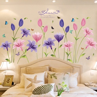 [wuxiang] สติกเกอร์ติดผนัง ลายดอกลิลลี่ สีม่วง สําหรับตกแต่งบ้าน ห้องนอน ห้องนั่งเล่น พื้นหลังทีวี