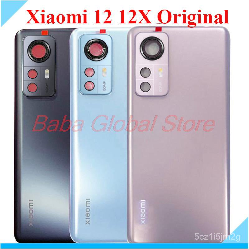 ต้นฉบับสำหรับ-xiaomi-12-12x-ปกหลังฝา-mi12-5กรัมฝาครอบแบตเตอรี่เปลี่ยนด้านหลังที่อยู่อาศัยประตูด้วยกาวกล้องเลนส์