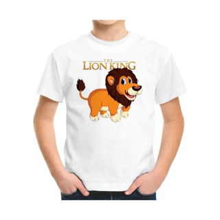 เสื้อแขนสั้น เสื้อยืดผ้าฝ้าย แขนสั้น เสื้อยืด พิมพ์ลายการ์ตูน The Lion King Happy Simba สําหรับเด็ก_05