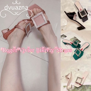 ของแท้ Roger Vivier / RV Bikiviv Strass รองเท้าแตะผู้หญิง