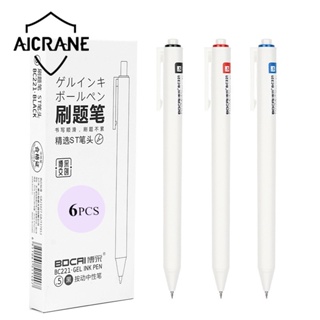 Aicrane ปากกาเจล แห้งเร็ว สไตล์เกาหลี ญี่ปุ่น สําหรับนักเรียน 6 ชิ้น