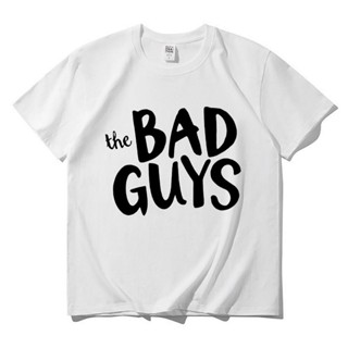 เสื้อยืดคอกลม เสื้อยืดครอปเสื้อยืด ผ้าฝ้าย 100% พิมพ์ลายตัวอักษร The BAD GUYS น่ารัก เหมาะกับของขวัญ แฟชั่นคู่รัก สําห