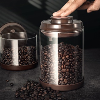 โถปิดผนึกกาแฟสูญญากาศ 600ml/900ml/1200ml กระป๋องสูญญากาศ กระป๋องกาแฟ กระป๋องเก็บเมล็ดกาแฟ