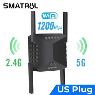 SMATRUL 5Ghz 2.4G Wireless WiFi Repeater ขยายสัญญาณเน็ต 1200Mbps Router Wifi Booster 2.4G Home Long Range Band Network Extender 5G Wi-Fi Signal Amplifier 4 Antenna