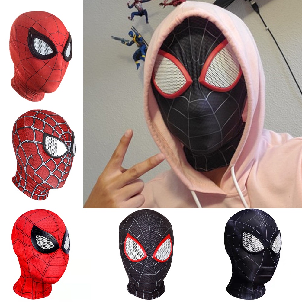 ซูเปอร์ฮีโร่-หน้ากากเลนส์-spider-man-พร้อมซิป-หมวกกันน็อกเลนส์ฮาโลวีนแสดงหน้ากากพรหม