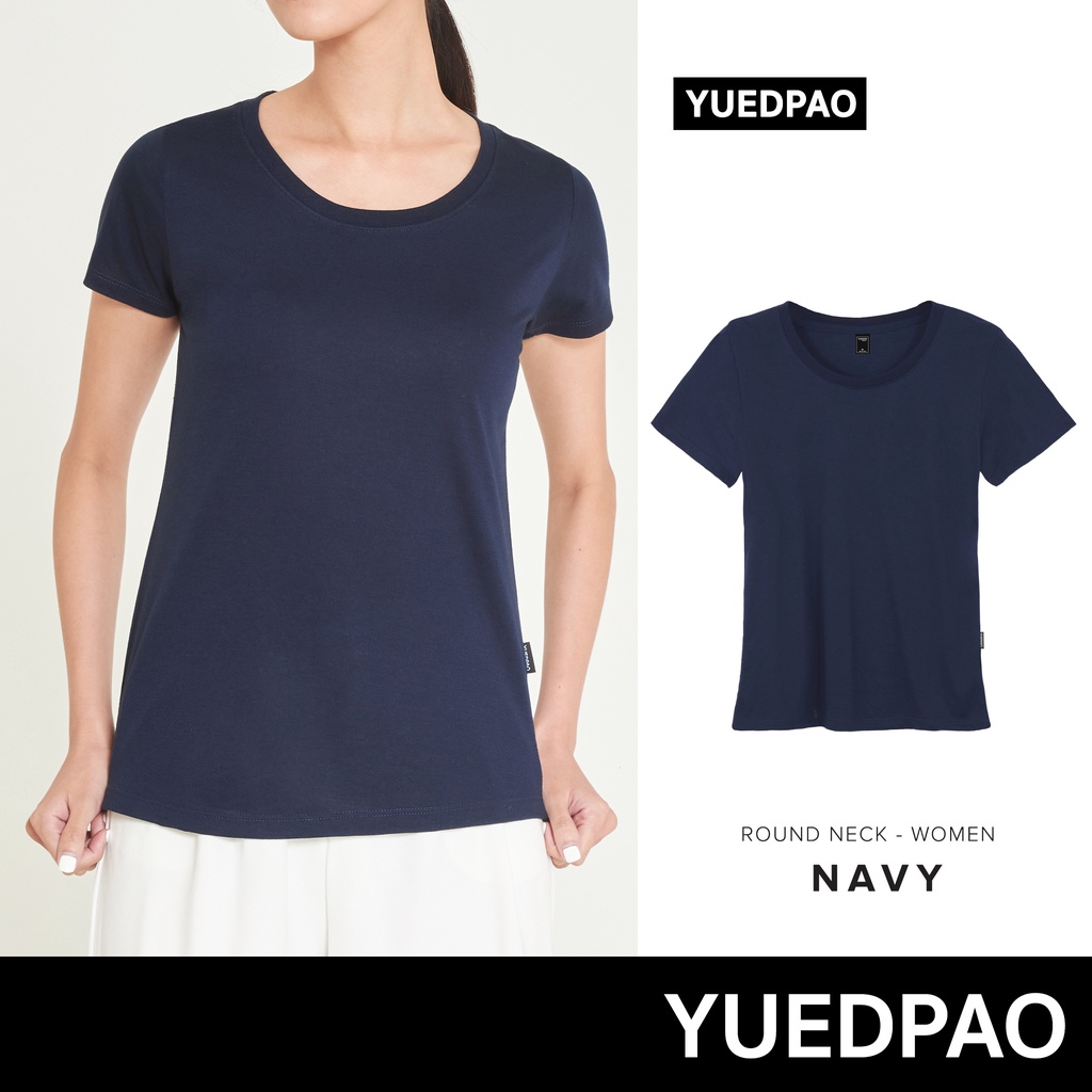 ภาพหน้าปกสินค้าYuedpao No.1 เสื้อยืดผู้หญิง ไม่ย้วย ไม่หด ไม่ต้องรีด ผ้านุ่มใส่สบาย Ultrasoft Non-Iron เสื้อยืดคอกลมผู้หญิง สีกรมท่า จากร้าน yuedpao_official บน Shopee