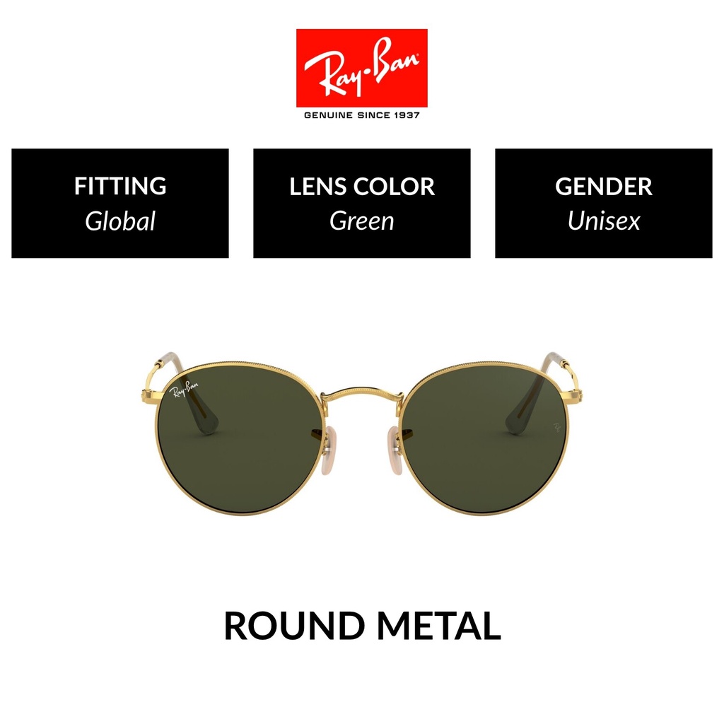 Ray-Ban Round Metal - RB3447 001 size 50 - sunglasses - แว่นตากันแดดผู้ชาย ยี่ห้อไหนดี