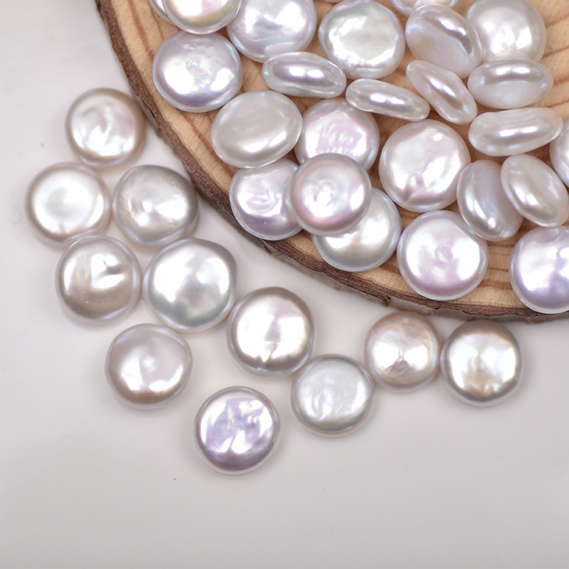 12-13mm White Baroque Button Pearl Natural Freshwater Cultured Pearl ...