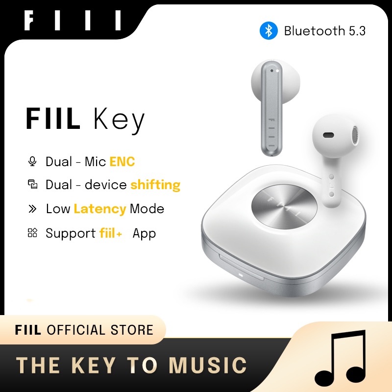 FIIL Key Bluetooth 5.3 Wireless Headphones TWS DualMic ENC Earbuds Low