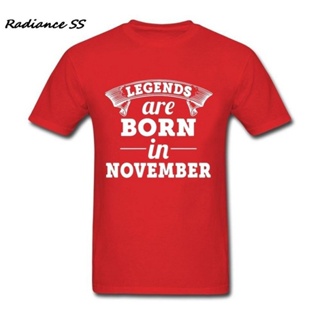 เสื้อเชิ้ตแขนสั้น เสื้อยืดแขนสั้น ◕Hip Hop Legends Are Born In November Birth Red Mens Short Round T Shirts
