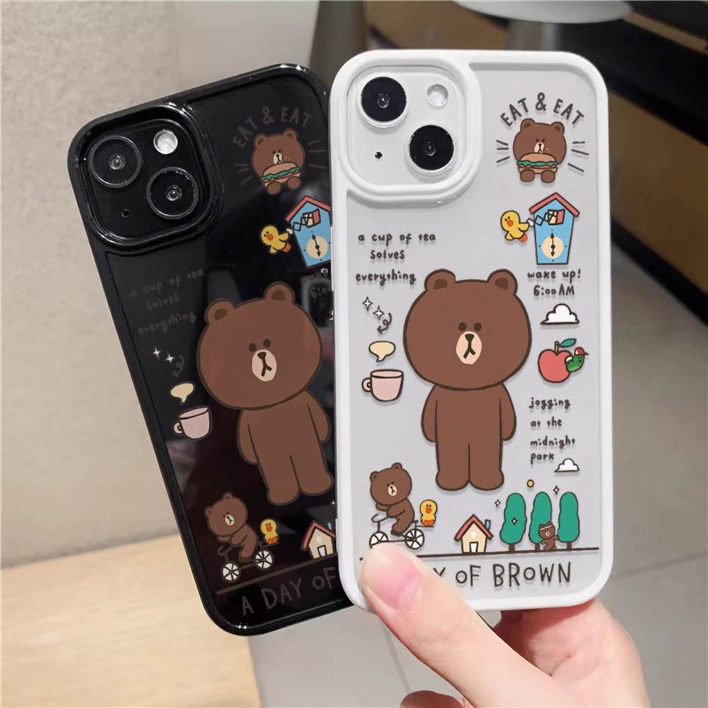 เคสโทรศัพท์มือถืออะคริลิคใส-แบบแข็ง-ลายหมีบราวน์น่ารัก-สําหรับ-iphone-14promax-11-13-12-7plus-8-x-xs-max