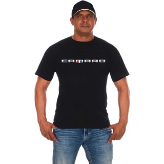 JH Design Mens Chevy Camaro shirt SHIELD LOGO SHORT Sleeve Black CREW Neck T-Shirt