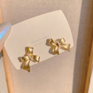High-end Light luxury Metal Pearl Irregular Bowknot Stud earrings Temperament Super Fairy Small Bow Earring Popular Jewelry