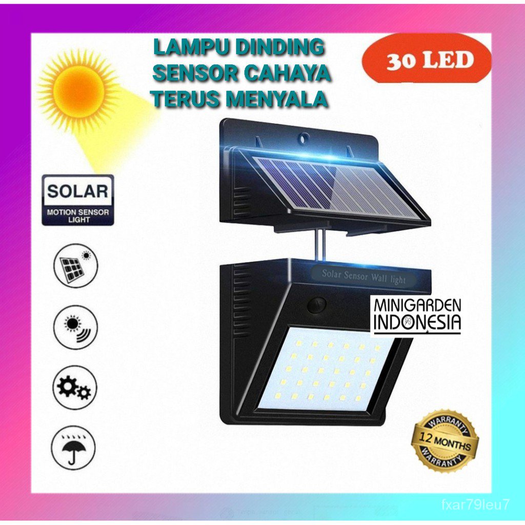 LAMPU TAMAN DINDING 30 LED SENSOR CAHAYA Solar Sensor Wall Light Lampu ...