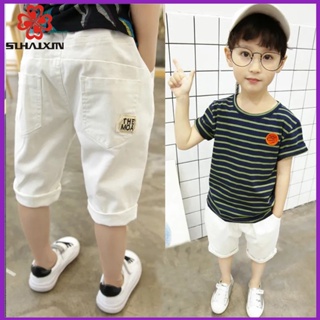 กางเกงขาสั้นเด็ก กางเกงเด็กชาย ขา4 ส่วน แบบบาง ทรงหลวม สไตล์เกาหลี กางเกงขาสั้นลําลอง