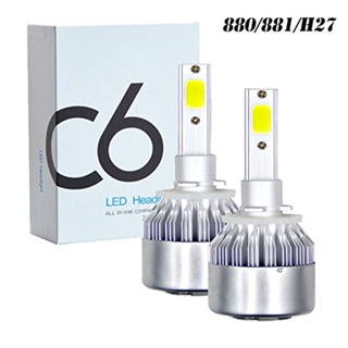 INSMART ไฟหน้า LED C6 H1 H3 H4 H7 H8 H9 H11 H13 H27 9004 9005 9006 9007 6000k H7 2 ชิ้น