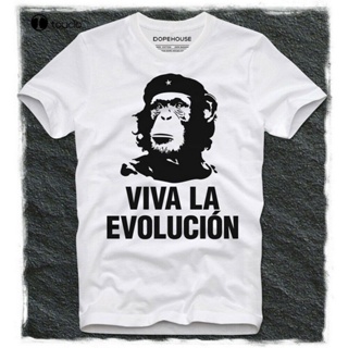 เสื้อแขนสั้น เสื้อยืดเปล่า เสื้อยืดใหม่ Viva La Evolucion Revoluvion Che Guevara ชาร์ลส์ดาร์วินวิทยาศาสตร์ลิงเสื้อยืด